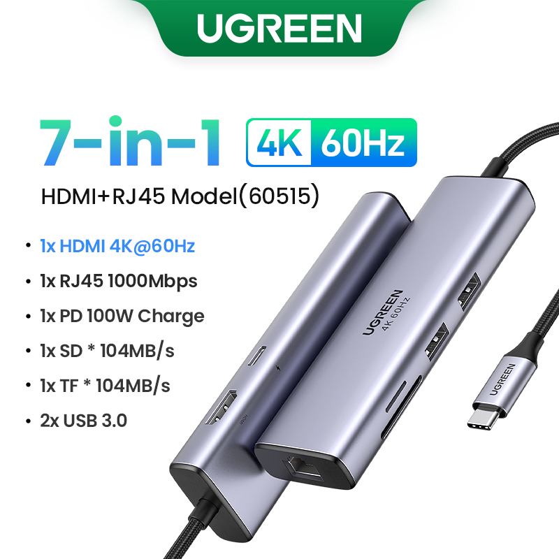 UGREEN Dual HDMI HUB USB 8K HDMI Adapter 10 W 1 Splitter z RJ45 USB 3.0 PD 100W stacji dokującej do macbooka Pro Air M2 M1 USB C HUB: Koral Czerwony