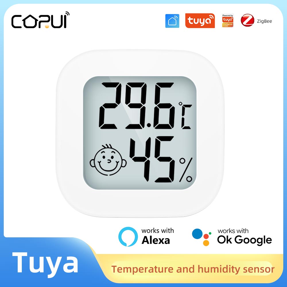 Tuya ZigBee Temperature Humidity Sensor LCD Screen Display For Smart Home Automation Remote Control Smart Life Alexa Google Home