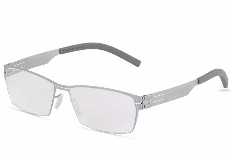 Titanium Alloy Optical Glasses Frame Men Ultralight Square Myopia Prescription Eyeglasses Male Metal Full Eye glasses: Silver