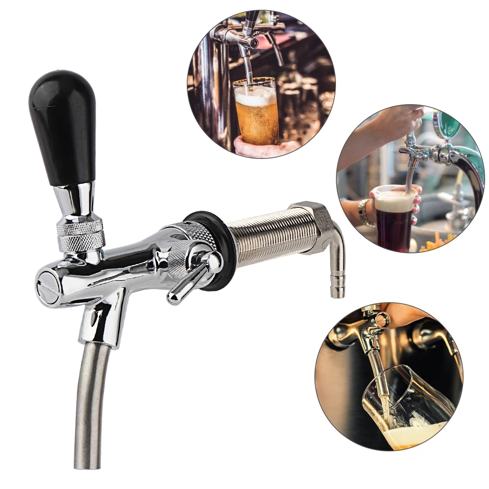 Beer Faucet &amp; Adjustable Tap Beer Shank Chrome Tap Plating With Ball Lock Disconnect Liquid For HomeBrew Cornelius Keg Dispenser