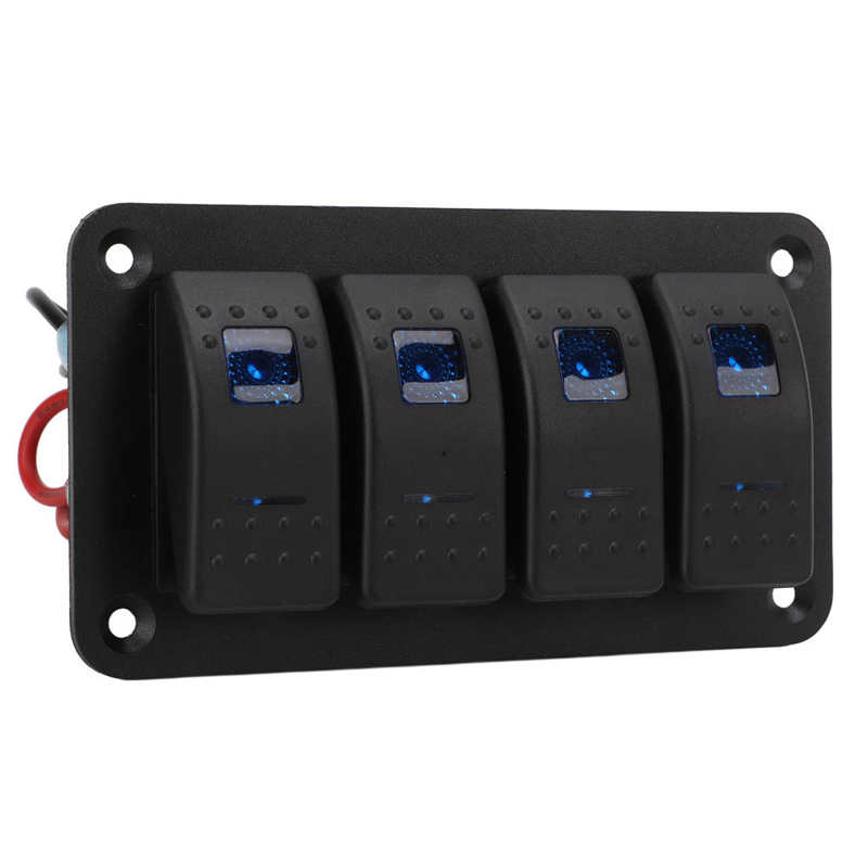 ON Off Toggle Switch IP65 Waterproof 4 Gang Rocker Switch for 12‑24V Vehicles Yachts SUVs Trucks