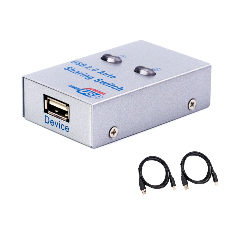 QIANRENON USB2.0 Printer Sharing Switch 2 Port USB B Print Schakelaar Adapter 2 Computers Deelt 1 Printer Handmatige Schakelaar, met LED-licht, inclusief 2 x 1,5 m USB 2.0 printerkabel