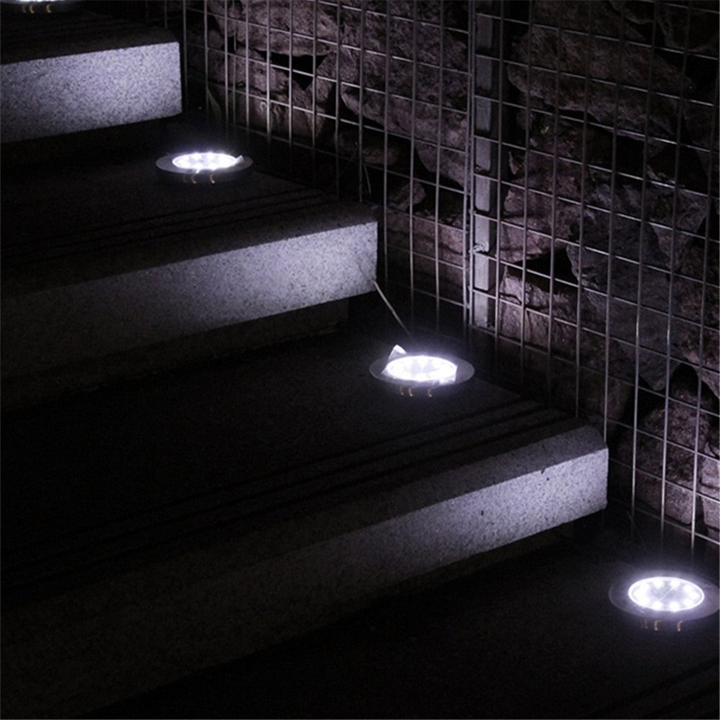Foco solar de suelo para exteriores, iluminación LED empotrable de suelo para jardines y caminos con luz blanca cálida: white light(10LED)