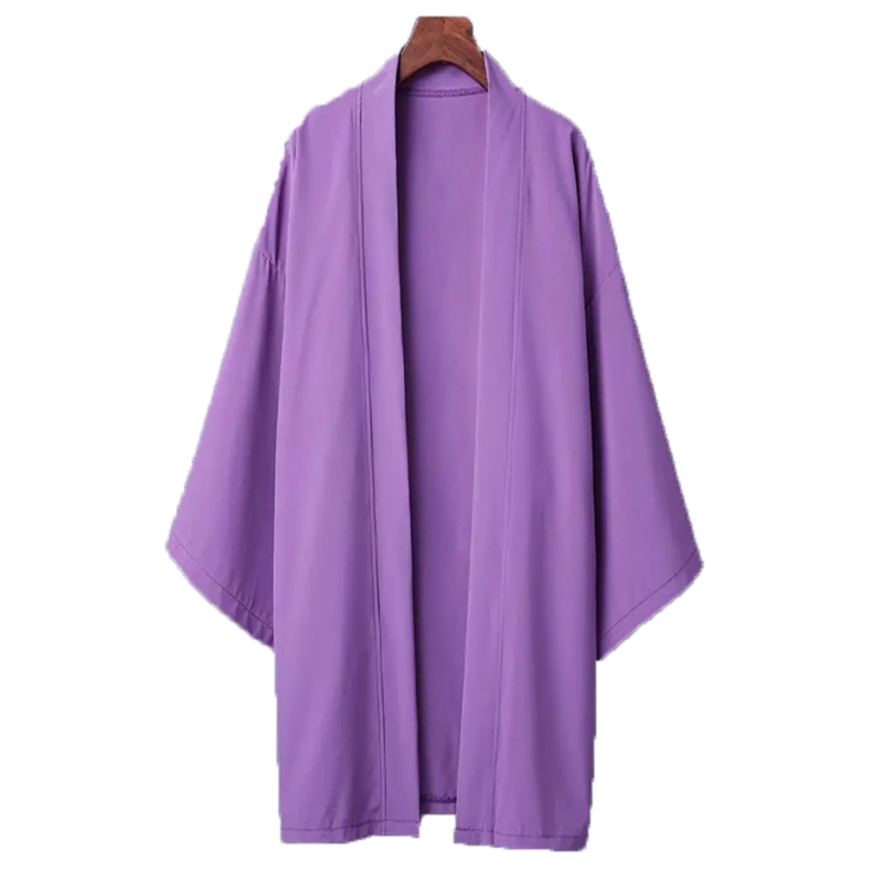 Poncho Kimono japonais Long pour hommes et femmes, couleur unie, décontracté, ample, Yukata Haori Beach, chemise Hiyoshi noire, été 2024: S / GRIS