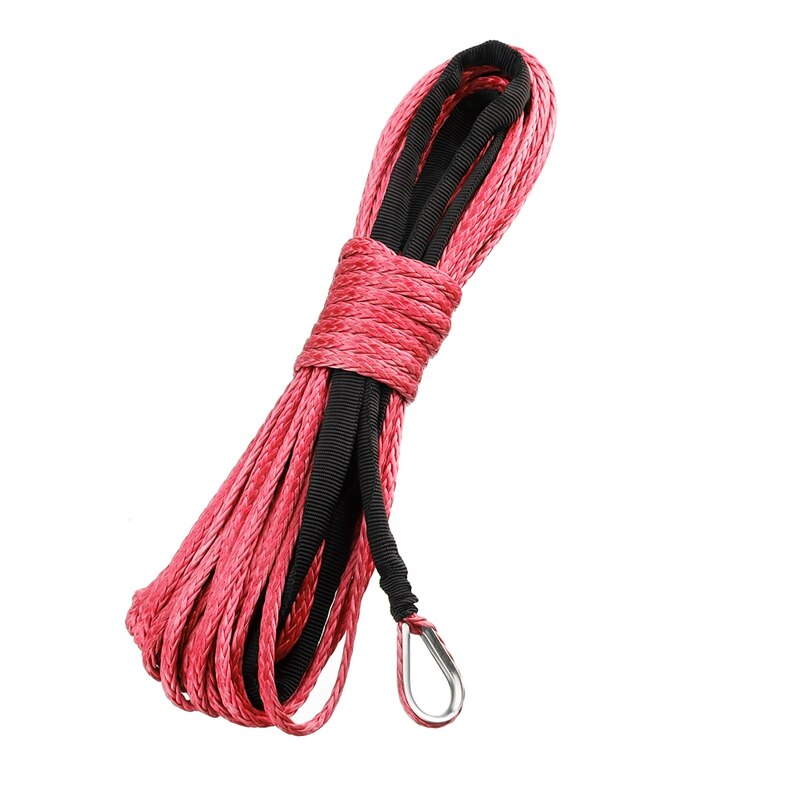 15m 7700LBs Winch Rope String Line Cable With Sheath Synthetic Towing Rope Car Wash Maintenance String for ATV UTV Off-Road: Red