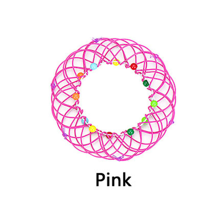 Anti-stress Toy Mandala Decompression Toy Variety Flower Basket 36 Softened Steel Ring Fidget Toy Decorative Wreath Storage: Pink