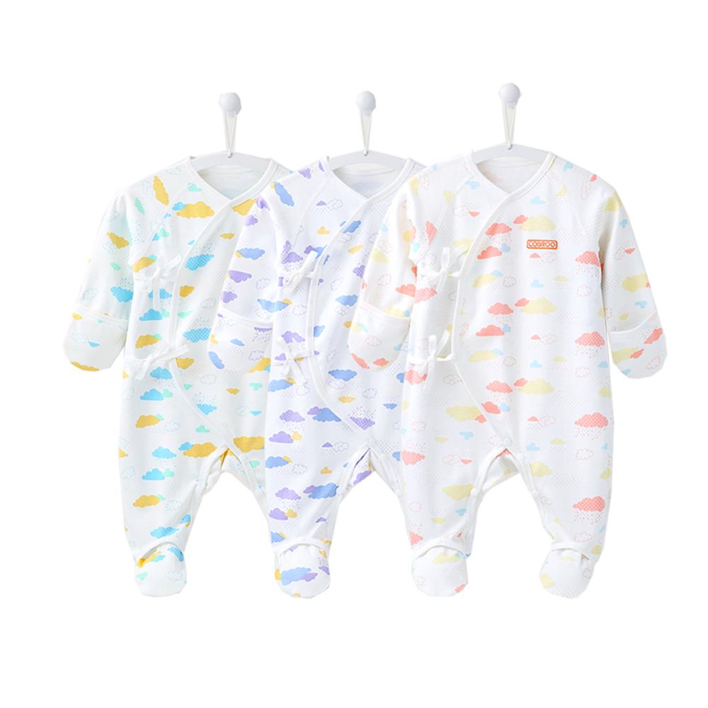 COBROO 3-Pack Baby Girl Betaalde Sleeper met Wanten 100% Katoen Allover Wolken Baby Meisje Pyjama Set 0- 3 maanden: 3-Pack / Nieuwgeboren