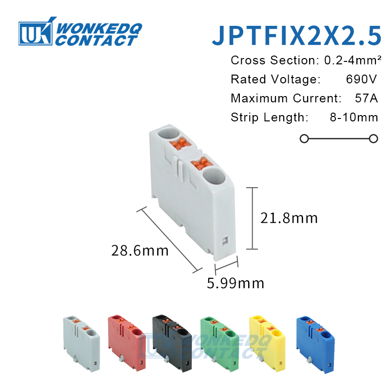 Distribution block ptfix 2,5 mm2 2/4/6/7/12/13/18/19 connection push-in electric power terminal block connector mount on din rail: 3xl / Blue