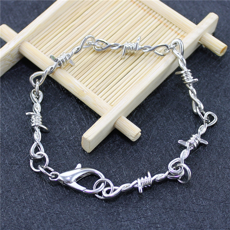 1Pc Punk Gothic Necklaces Bracelets For Women Men Hip Pop Cool Alloy Barbed Wire Brambles Silver Color Trendy Jewelry