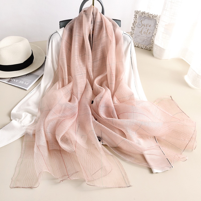 Sciarpa di seta Delle Donne Morbido Lungo Autunno Inverno Sciarpe di Modo 2020 Solido plaid Scialli E Impacchi di Alta Qualità Foulard Pashmina Hijab