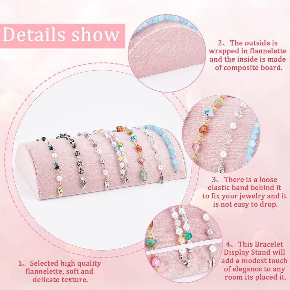 Zachte fluwelen armbandhouder, halfronde sieradenhouder, sieradenorganizer voor thuis, winkel, toonbank, fotografie en tentoonstelling.