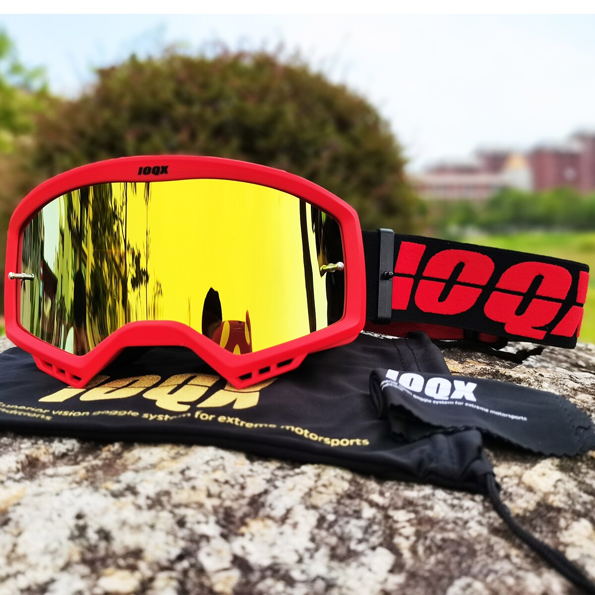 Ioqx Crossmotor Goggles Uv-bescherming Motocross Bril Atv Off Road Skiën Fietsen Lens Sunglass Outdoor Sport Helm Maskers: red no nose