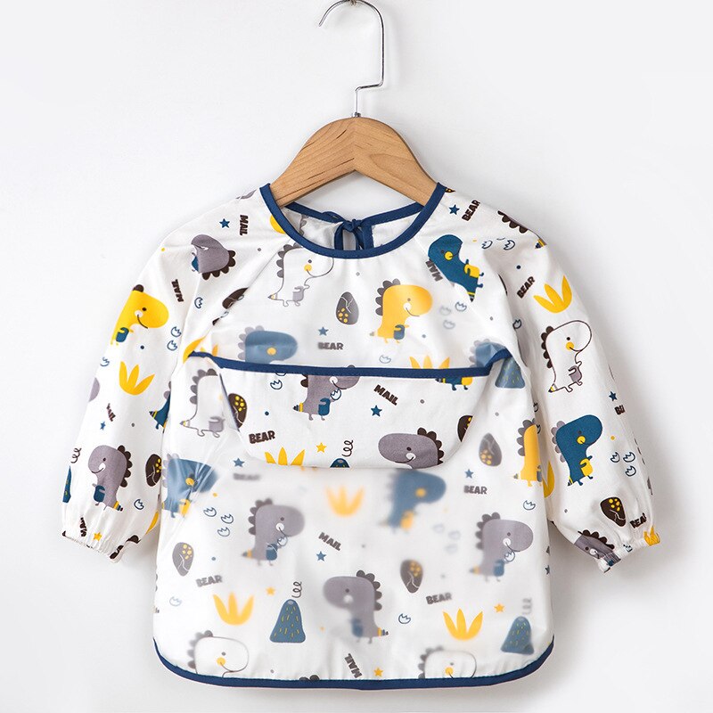 Baby Kids Toddler Long Sleeve Scarf Waterproof Art Smock Feeding Bib Apron Pocket Infant Boys Girls Burp Cloth Bandana Bibs: 10