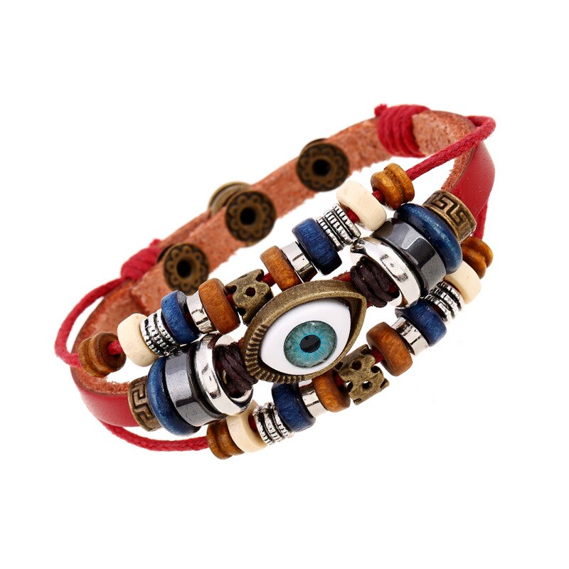 Neue Bohemien Magische Auge mehrschichtig Leder Armbinde Auge Fisch Perlen Armbinde männer retro Punk wickeln Armbinde Schmuck: 4