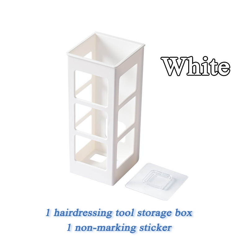 Cajas de almacenamiento, organizador de herramientas de peluquería montado en la pared, soporte remoto para cosméticos, estuche adhesivo, estantes para el baño, suministros para el hogar: Azul