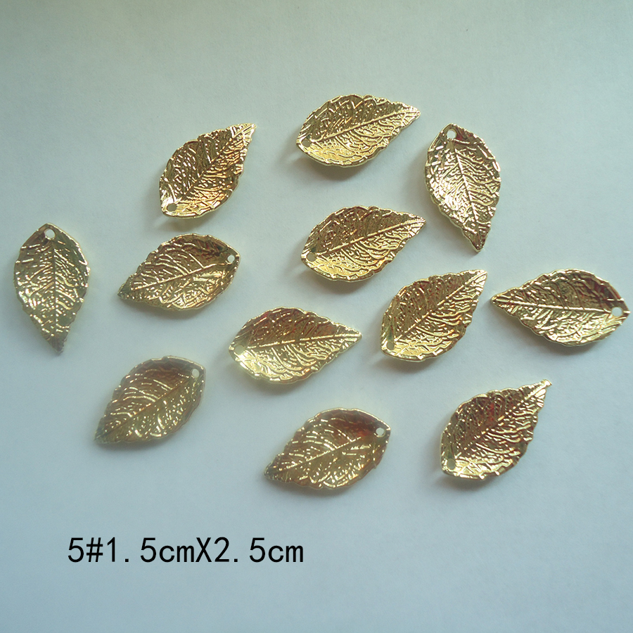 20pc/lot Metal Alloy Copper Flowers Leaves Butterfly Leaf Beads Caps Gold Plated For Jewelry Crafts Making Materials Accessories: No 5 light golden