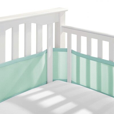 Pasgeboren Baby Bed Bumper Zomer Mesh Bumpers In De Wieg Ademend Cot Bumper Voor Head Protector Baby Beddengoed Set Kamer decor: green