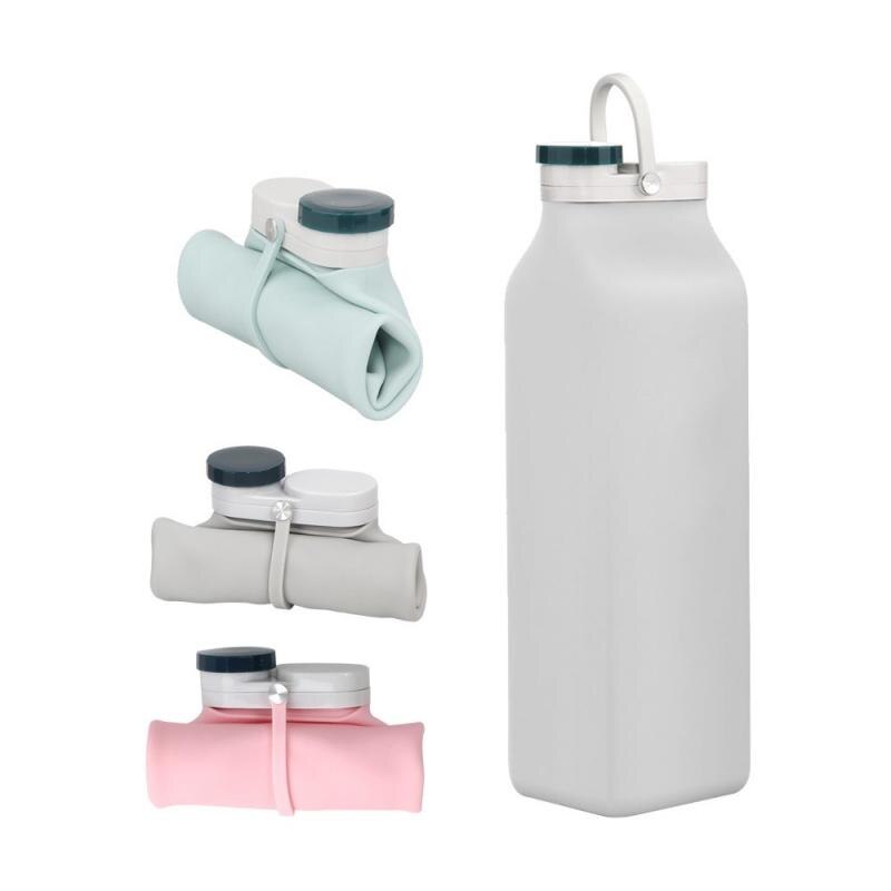 600 Ml Opvouwbare Siliconen Melk Fles Reizen Sport Draagbare Water Fles Pot Outdoor Sport Plastic Waterfles 3 Kleuren