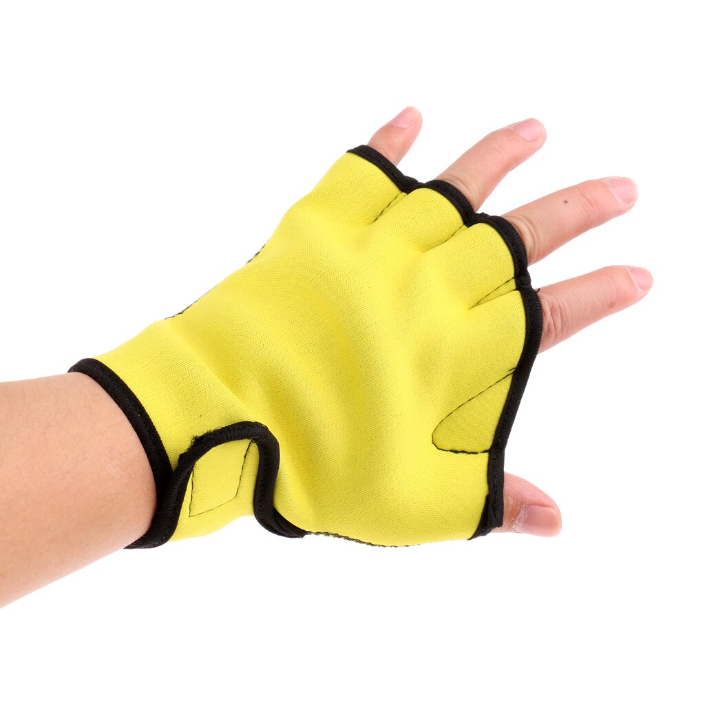 Magideal 1 par simning dykhandskar vattenkondition vattenmotståndsträning fingerfri webbed paddle neoprenhandskar gul