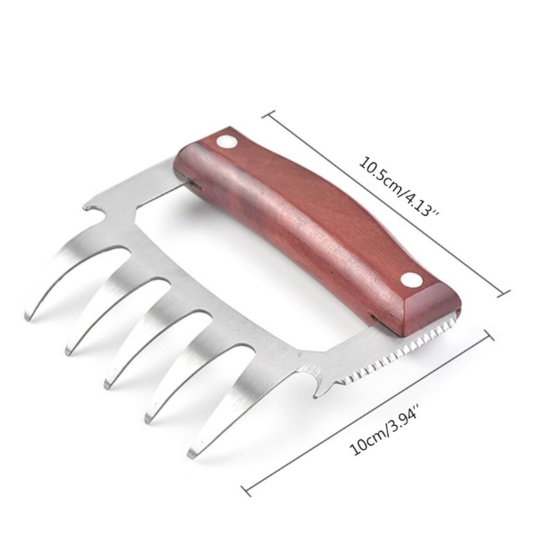 Meat Shredder Claws Multifunctional BBQ Meat Cutter Stainless Steel Wooden Handle Bear Claws Turkey Chicken Claws for Shredding