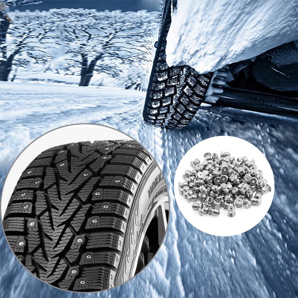 100 Pointes Pneus Voiture Moto 8x10mm Clous Glace Neige Anti-Dérapants - Crampons Tungstène
