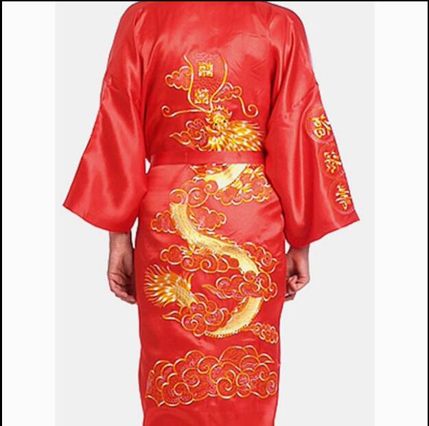 Azjatyckich mężczyzn satyna szata rękojeść wanna suknia chińnarty męska satyna jedwabny szlafrok smok rękojeść japonia kimono wanna suknia rozmiar M L XL XXL
