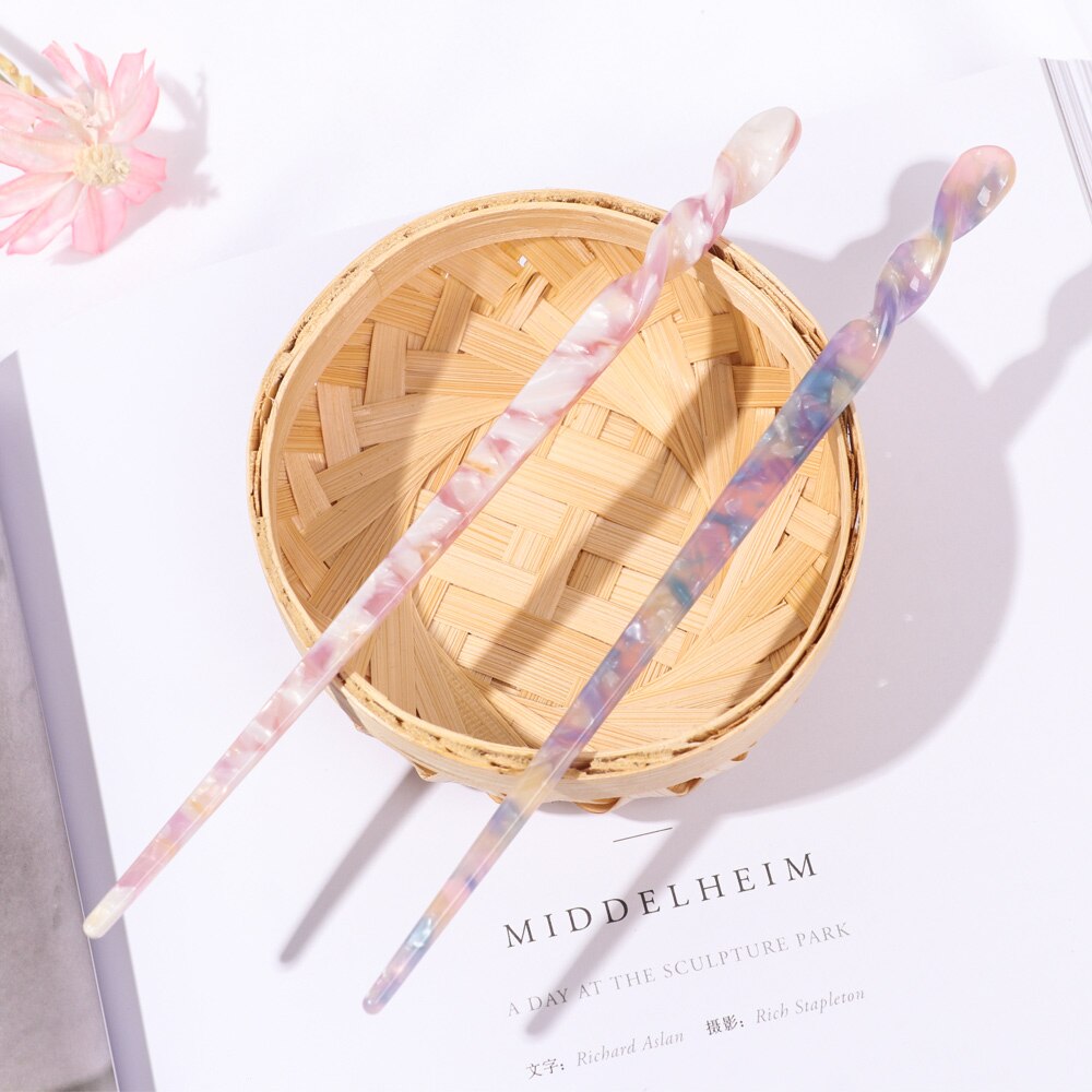 Retro Eenvoud Haar Sticks Elegante Acetaat Eetstokje Vrouwen Meisjes Haarspelden Haar Clip Haaraccessoires Haar Styling Tool