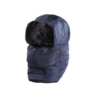 Vinter balaclava beanie hat kvindelig til kvinder mænd ansigtsmaske motorhjelm vindtæt tyk varm sne ski vinter hat cap øreklap: Flåde