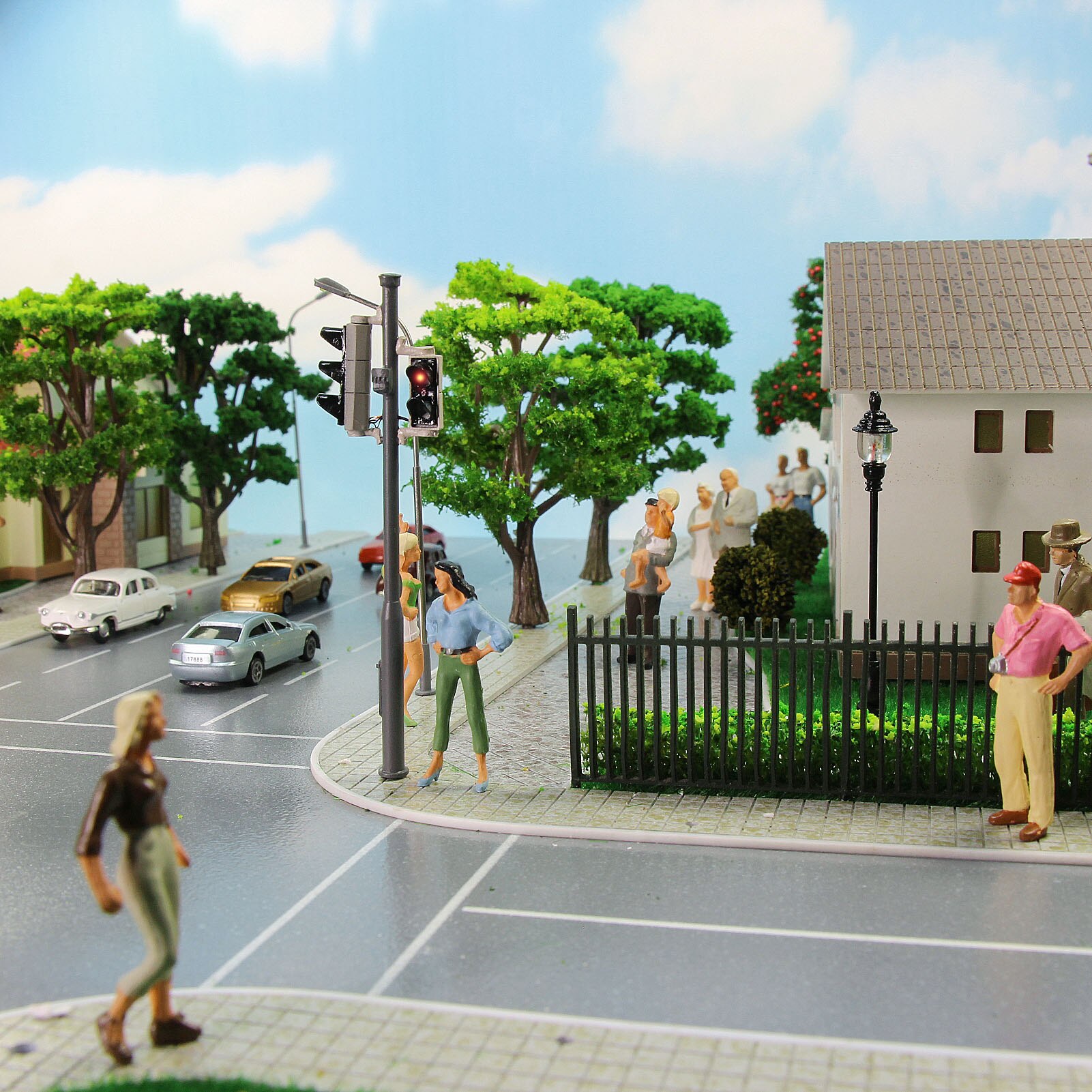 2pcs Model Traffic Singal Red/Green and Red/Yellow/Green Road Crossing Block Signal Light 5-LEDs HO OO O I G Scale Free Resistor