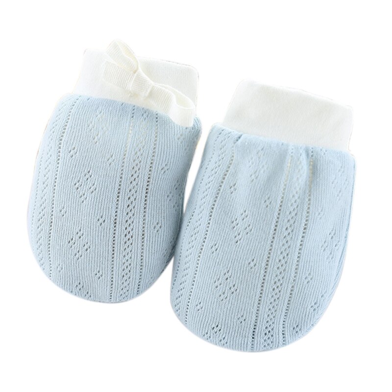 Neugeborenen Baby Jungen Handschuhe Mädchen Solid Print Hohl Anti Scratch Schutz Fäustlinge Weiche Seil Handschuhe