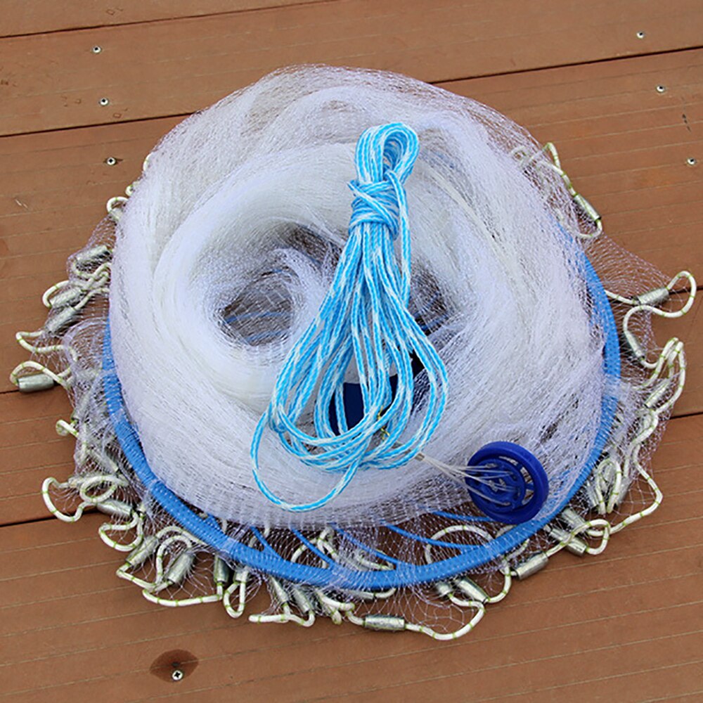 Finefish With sinker Cast Net Fishing Network USA Hand Cast Net Outdoor Throw Catch Fishing Net Tool Gill net: White