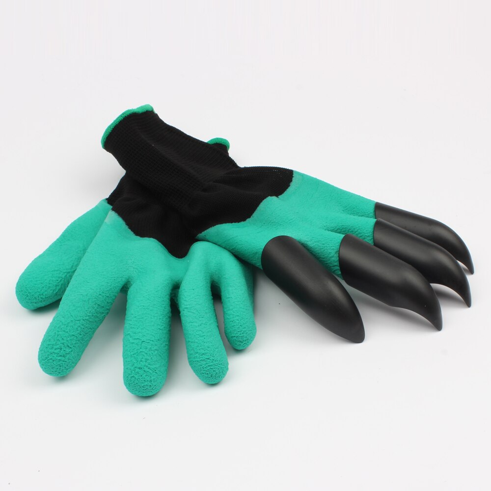 1 par haven emulsoid handsker med 4 abs plastik kløer til haven grave plantning handsker