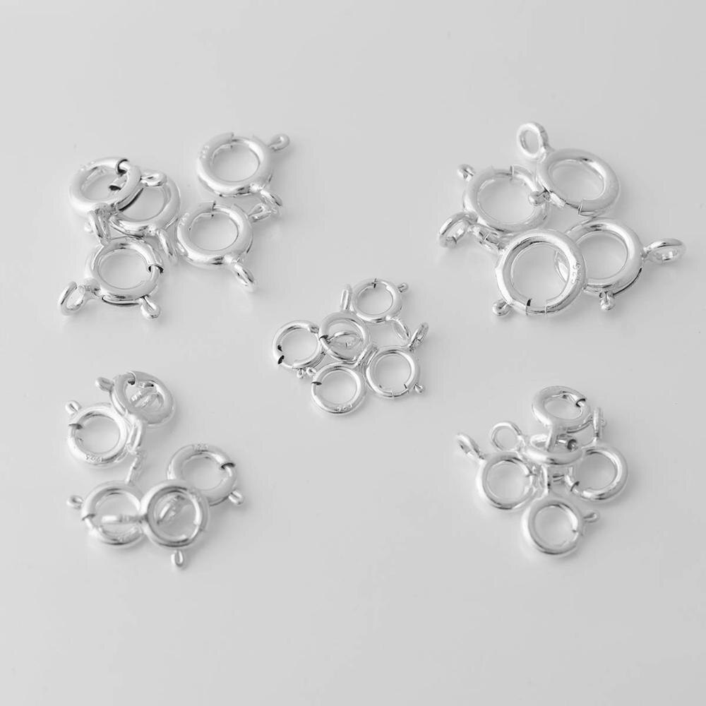 Lacoogh 5 stk 5/5.5/6/7/8mm s925 sølv o-ringe spænder fjederclips punge runde trykudløser karabinkroge til gør-det-selv smykker