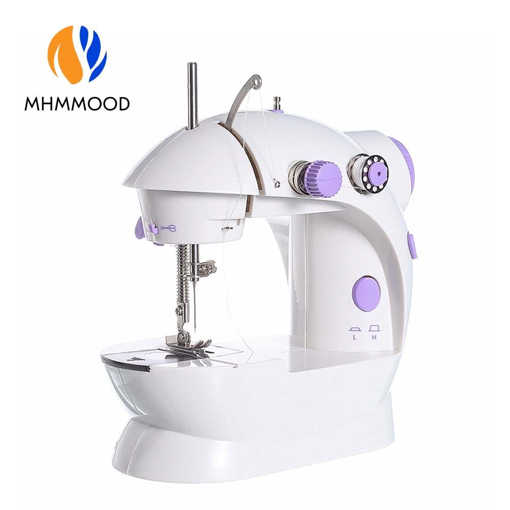 Household Mini Sewing Machine Portable Multifunction Night Light Hand Table Two Thread Foot Pedal Electric Sewing Machine Kits