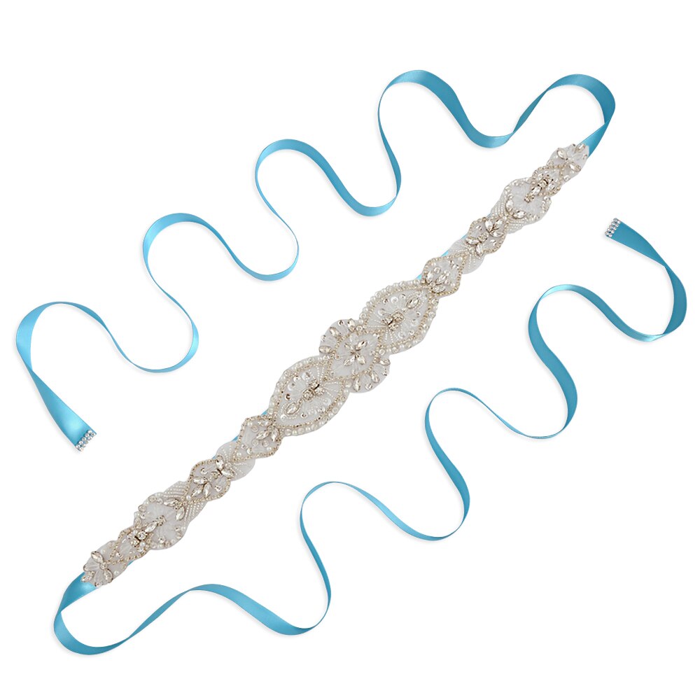 Trixy S234 Damesmode Rrhinestone Riemen Bruiloft Riemen Kralen Bridal Riemen Taille Riem Lint Riem Voor Bruiden Bruidsmeisjes: blue