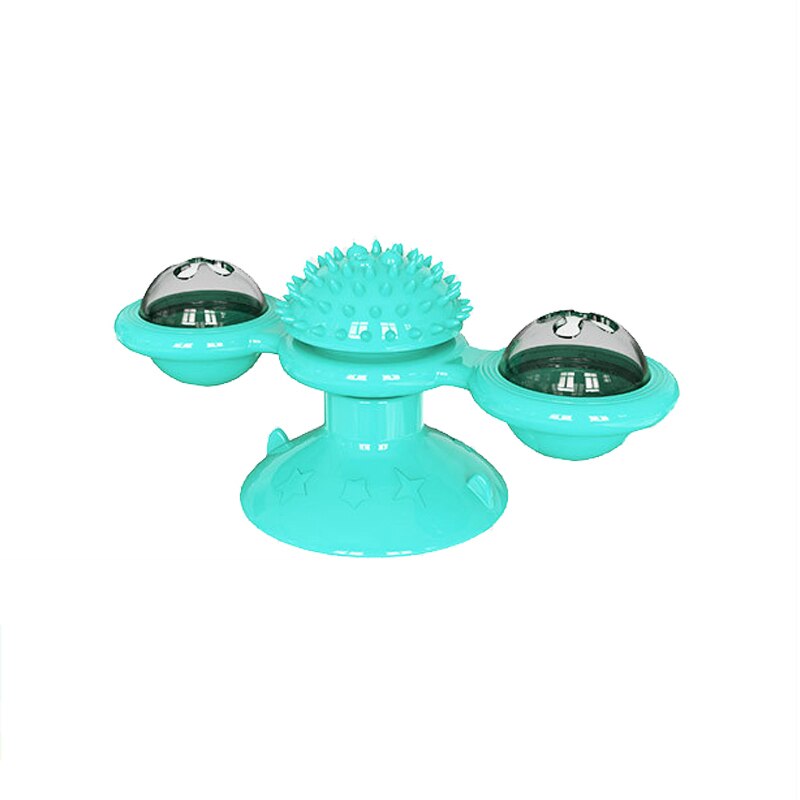 Windmill Cat Toy Interactive Pet Toys for Cats Puzzle Cat Game Toy With Whirligig Turntable for Kitten Brush Teeth Pet Supplies: Blue