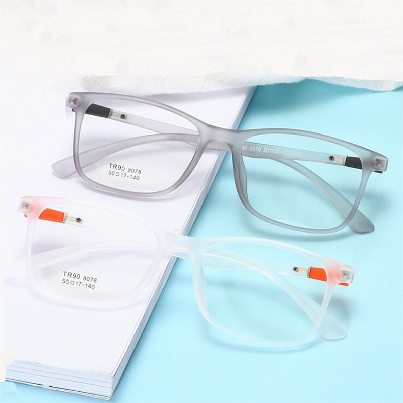 Transparent gelée couleur carré ordinateur lunettes cadre ultraléger TR90 clair miroir littéraire Prescription lunettes femmes hommes