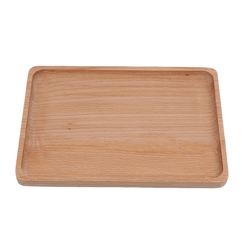 1pc Round Rectangular Wooden Tray Breakfast Food Dinner Dessert Tea Tray Wood Tray Family Kitchen Accessories Organizer: M