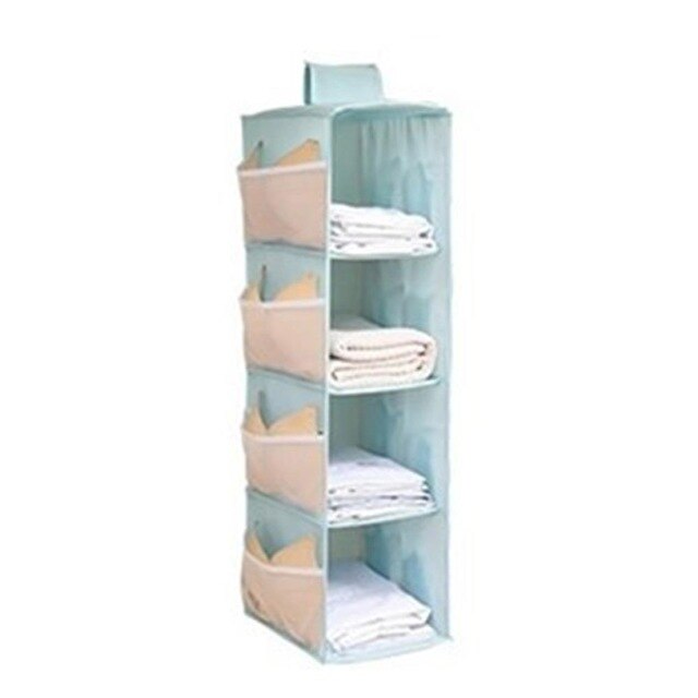3/4/5 Layers Multi-Layer Portable Folding Hanging Bag Hanging Wardrobe Storage Cabinets Space Saver Home Clothing Shoe: Blue / 4 layers
