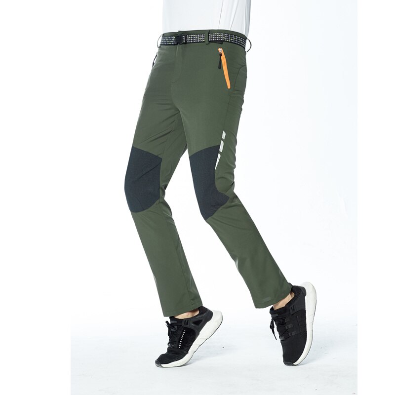 RAY GRACE Hiking Pants Men Summer Reflective Safe Quick Dry Waterproof Trekking Fishing Camping Run Trousers Men's Outdoor Pants: Army Green / XXXL