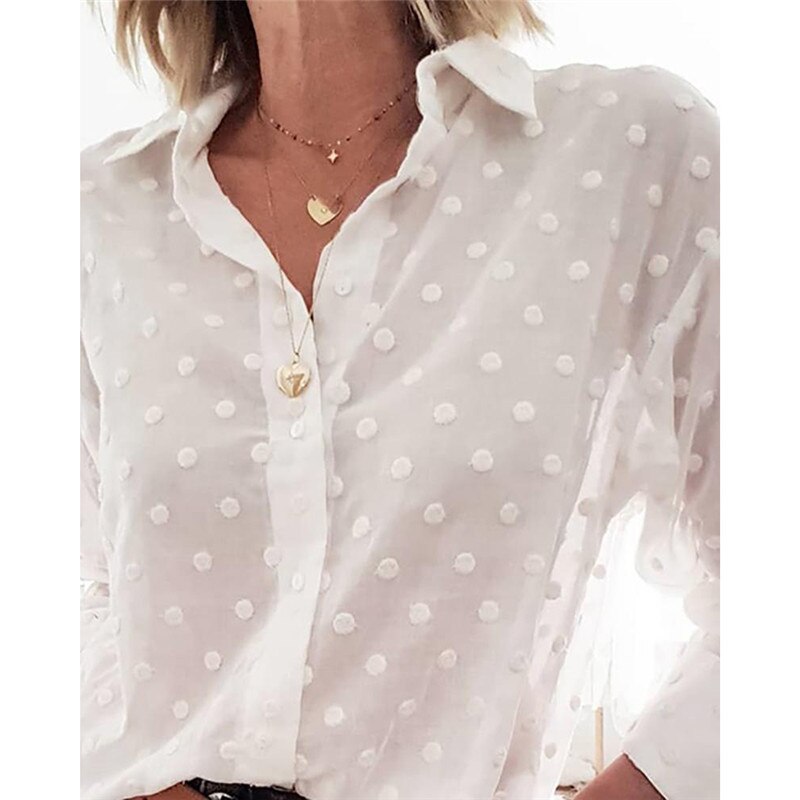 Chemise OL à manches longues pour femmes, haut à pois, , à la , Streetwear, vêtements d&#39;automne