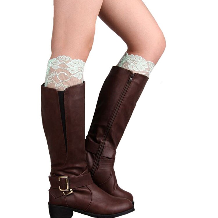 1 Pair Women Stretch Lace Boot Cuffs Flower Leg Warmers Lace Trim Toppers Socks Patterned Calf Boot Cover