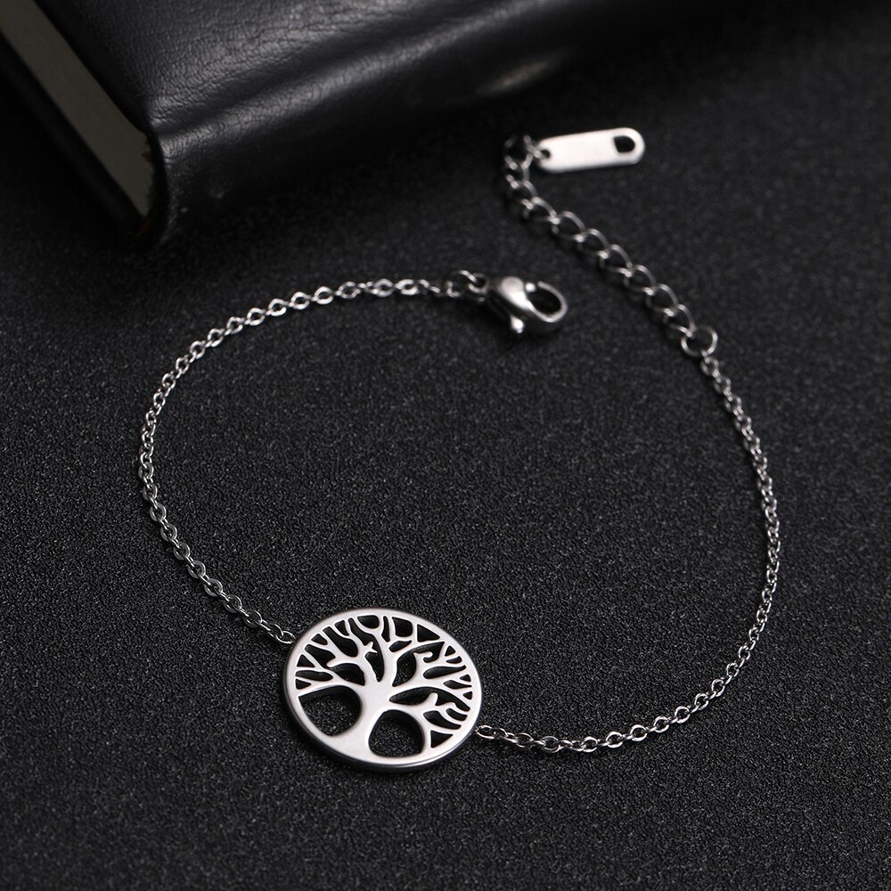 Skyrim Tree of Life Charm Bracelet Viking Stainless Steel Adjustable Chain Link Bracelets Pulsera Jewelry for Women Girl: Default Title