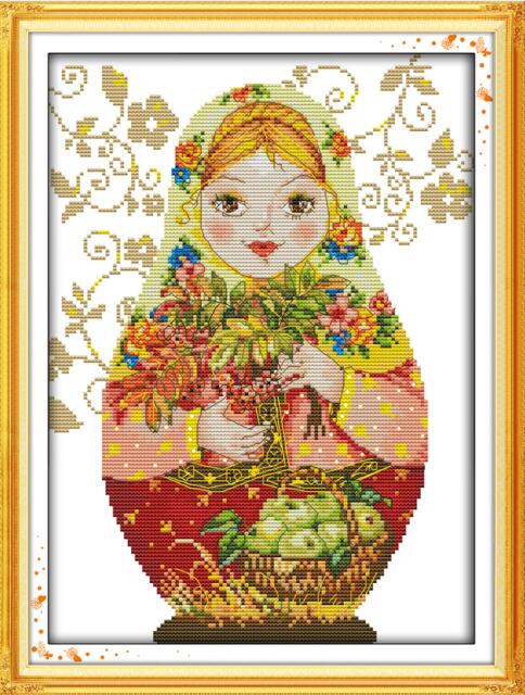 Russian Doll Patterns Cross Stitch Kits Printed Aida Canvas 14CT 11CT Chinese Embroidery Sets DIY Handmade Needlework Crafts: C217-5 / 14CT Printed Fabric