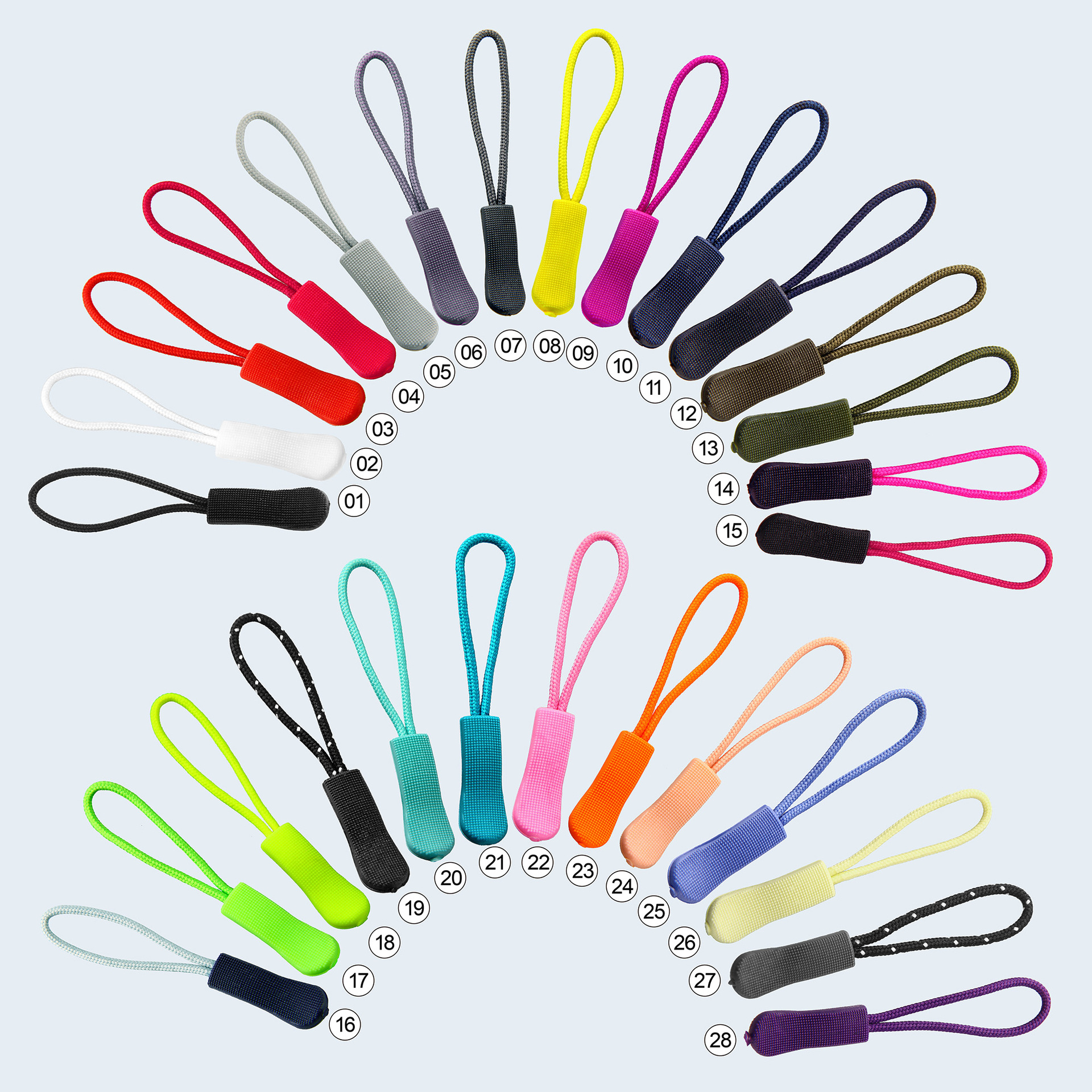 25 PC Rits Pull Puller End Fit Touw Reistas Koffer Kleding Rugzak Touw Tag Fixer Zip Cord Tab Vervanging rits Slider