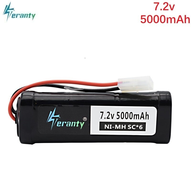 7.2V 5000mAh SC Ni-Mh batterij en 7.2v lader voor RC speelgoed tank auto Vliegtuig Helicopter Met Tamiya connectors 1/16 7.2v batterij: White