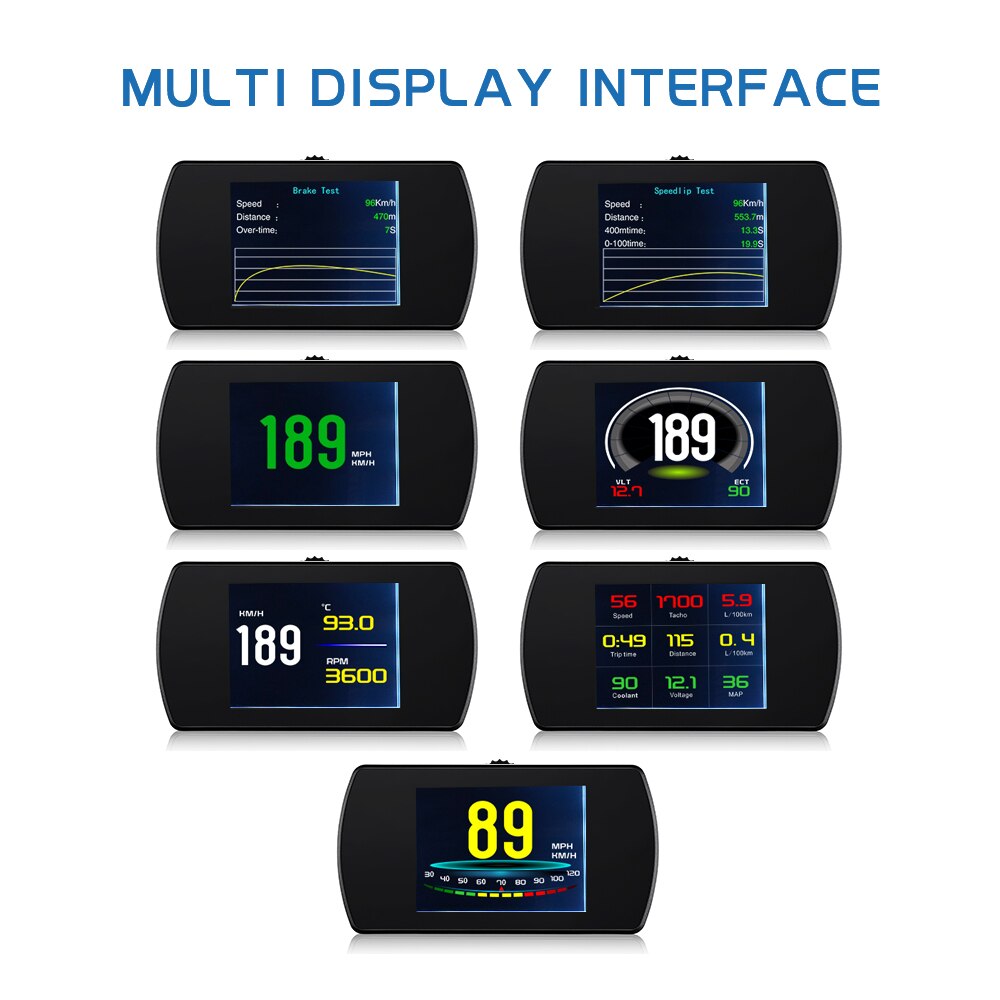 OBD2 Gauge Car HUD P12 Head-Up Display Smart Digital Meter HD Digital Display GPS Speedometer Fuel Consumption Temperature RPM