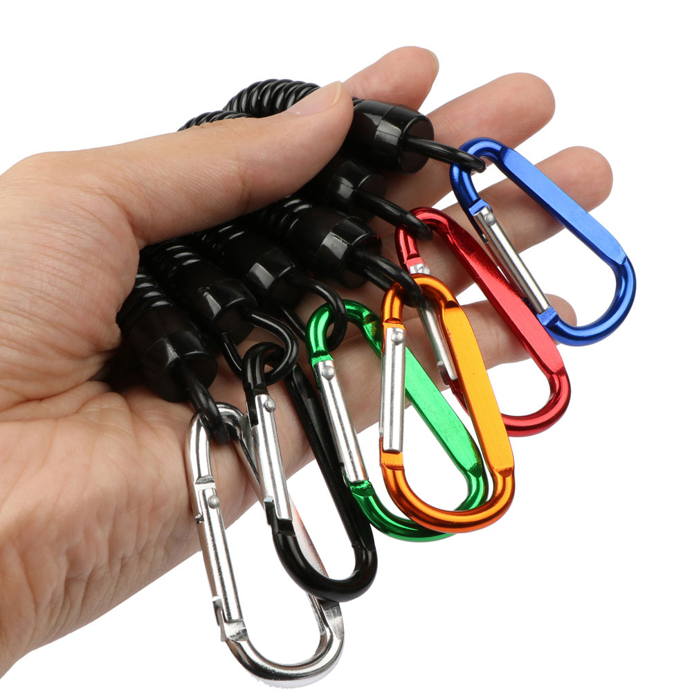Goture 3pcs Fishing Safety Lanyard Ropes 12cm/15cm/18cm Retention String with Carabiner Secure Lock Fishing Tackle Accessories