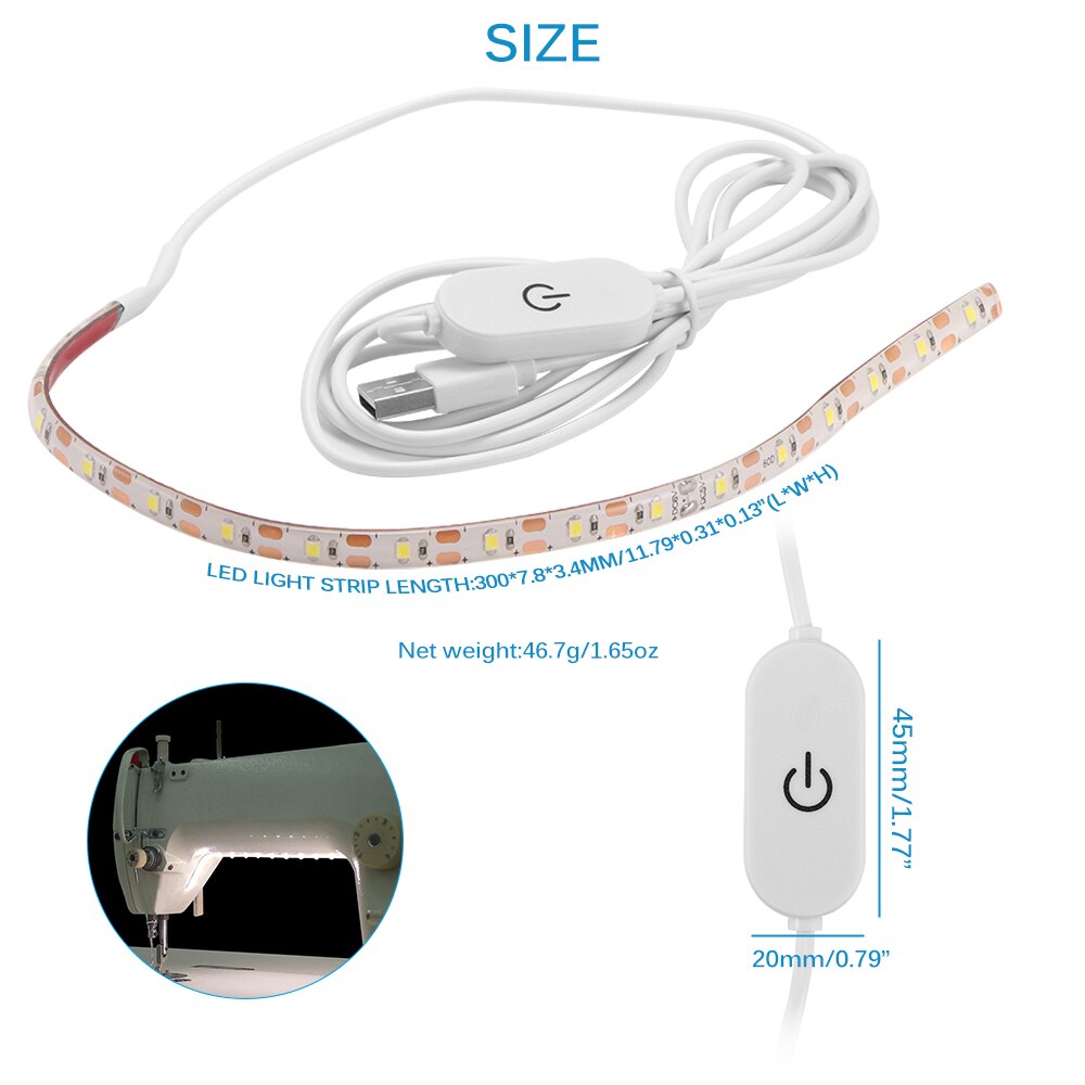 USB Sewing Machine Light Bright Sewing Strip Light With Touch Dimmer USB Power Supply Adjustable length for kitchen cabinet TV