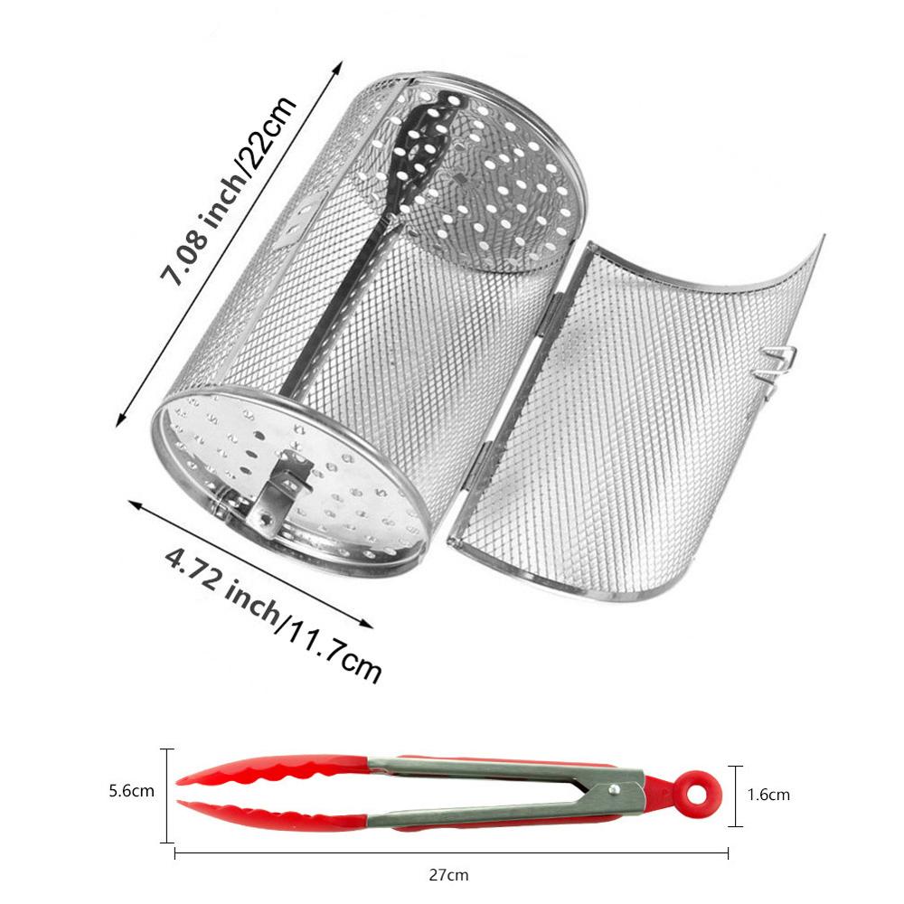 Panier à rôti en acier inoxydable | Pour four et BBQ, Clip/rôtissoire panier à griller, cuisson de noix rotatives, panier d'arachide, barbecue Grill, ustensiles de cuisson
